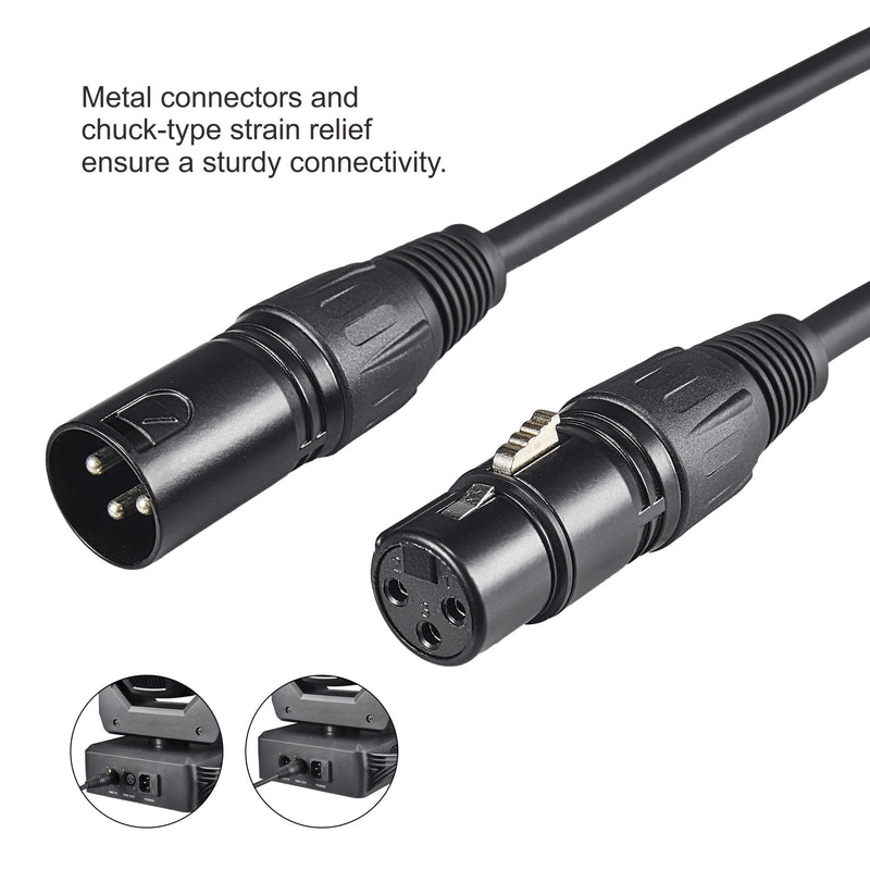 10ft/3.04m DMX Cable, 4 Pack, 3.04m DMX Cables, 3 Pin XLR Male to Female, Shielded, Soft PVC Sheath, Sturdy Metal Connector, Ideal for Stage & DJ Lighting