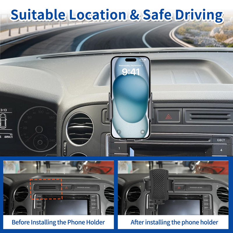 Car Phone Mount Fit for Volkswagen Tiguan 2009-2017 Phone Holder Navigation，for VW Tiguan Cellphone Mobile Cradle Auto Accessories Bracket Anti-Shake，360 Degree Rotation，Compatible for All Cell Phones