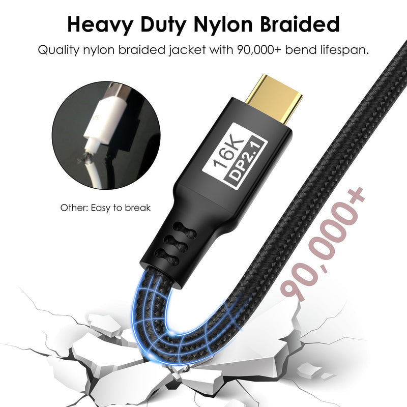 VESA Certified 80Gbps USB C to DisplayPort 2.1 Cable 10FT, Bi-Directional, 8K@240Hz, 4K@960Hz, USB C to DP 2.1 for iPhone 17, MacBook Pro, Odyssey G8-9, Mac mini, Thunderbolt 5/4 to DisplayPort