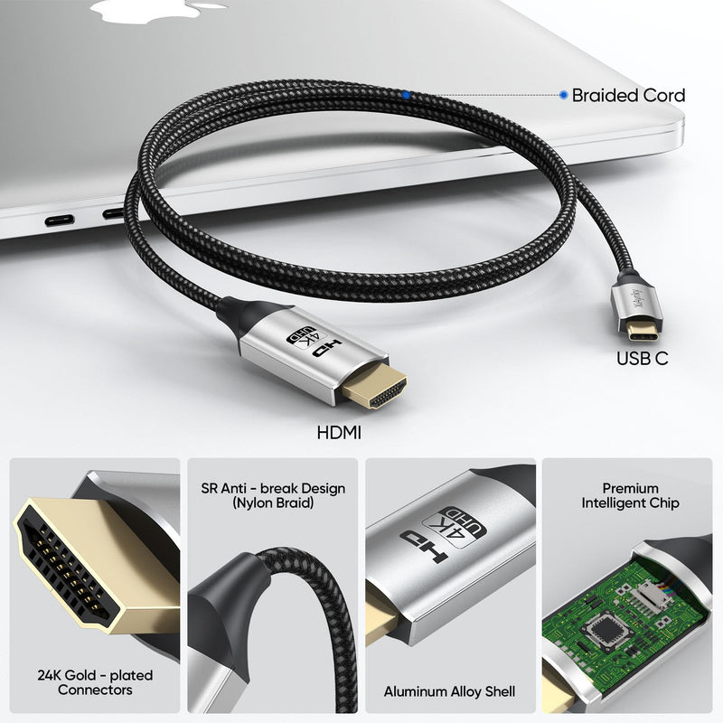3FT USB C to HDMI Cable 10-Pack, 4K USBC to HDMI Cable (Thunderbolt 3/4/5 Compatible), Source Type C to HDMI Monitor for iPhone 16/15/Galaxy/MacBook Pro Air/Mac mini 2024/iPad Pro/Pixel/Surface Pro | Source Type-C to HDMI cable, compatible with iPhone1...