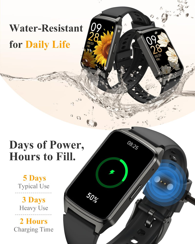 Fitness Smart Watch for Women Men, Step Counter for iOS iPhone Android with Sleep Calorie Monitor, Daily Activity Workout Tracker, IP68 Waterproof, 110+Sport Modes Smartwatch (Black) Black