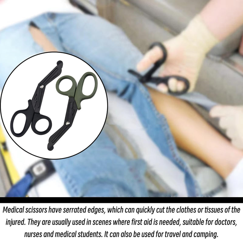 Pack of 2 medical bandage scissors, bandage scissors, rescue scissors, bandage scissors, emt and trauma scissors, stainless steel bandage scissors for nurses, medical students, emergency room, black