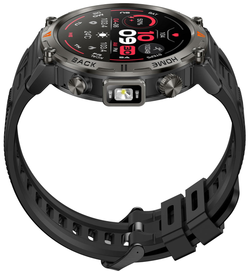 Military Smart Watch for Men, GPS Watch with Flashlight 3ATM Waterproof | Rugged Tactical Smartwatch with Bluetooth Calling Compass 1.45'' HD Sports Watch Fitness Watch Compatible with iPhone Samsung BK