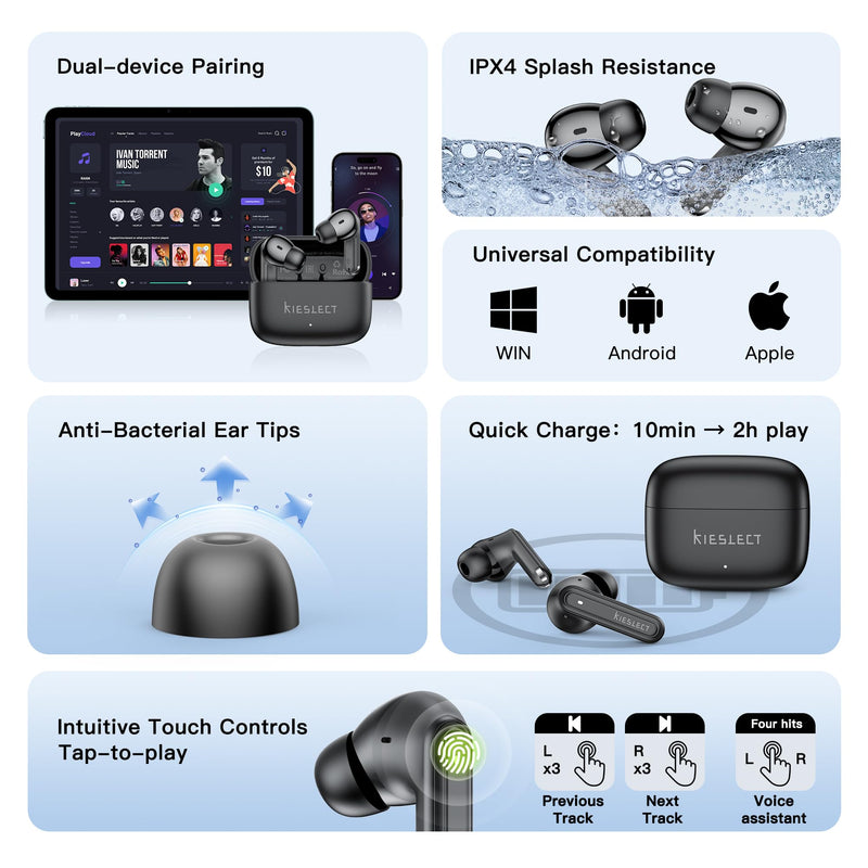 Wireless Earbuds, AI 165 Language Translator Earbuds, Ear Buds Active Noise Cancelling with Charging Case, 6.0 Bluetooth Earbuds, Translation Earbuds Real Time, Translate Ear Buds for Travel Learning