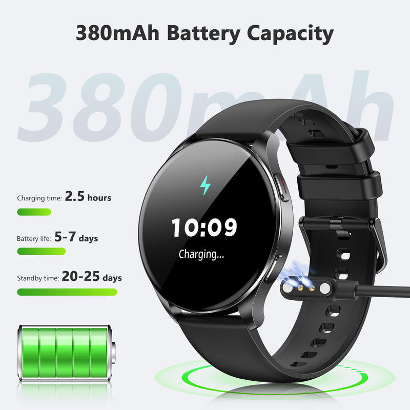 Blackview Smart Watch for Women Men (Make/Answer Calls),1.43''AMOLED Touchscreen Fitness Tracker with 100+ Sports Modes, Heart Rate/SpO2/Sleep Monitor/2 Straps, Smartwatch for iPhone & Android W40-Black