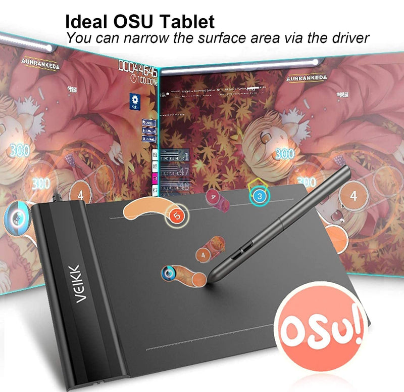 Drawting Tablets VEIKK S640 Computer Graphics Tablets, Ultra Thin and Pocket Pen Tablet 8192 Levels Digital Drawing Pad for Computer on Linux /Windows /Mac OS /Android, OSU Gaming Pad