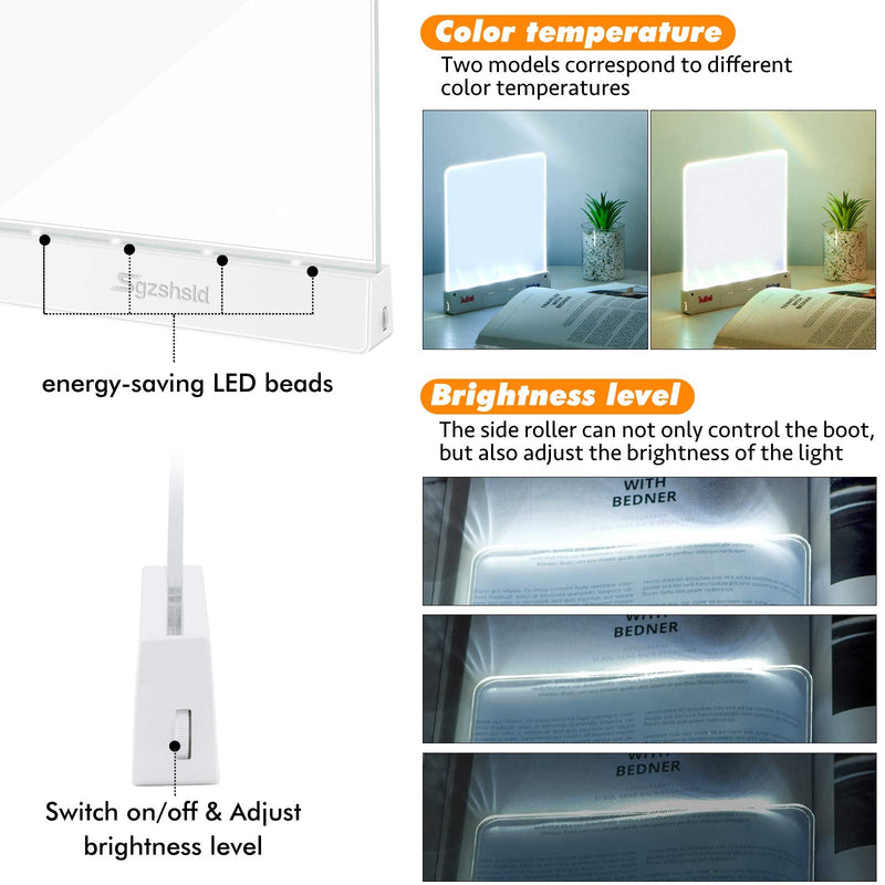Sgzshsld Book Light,Battery Powered Flat Plate led Book lamp,Brightness Adjustable,2 Color Temperature,Kids Book Light for Reading in Bed at Night Clip on Book Lovers Gifts (Warm) Warm