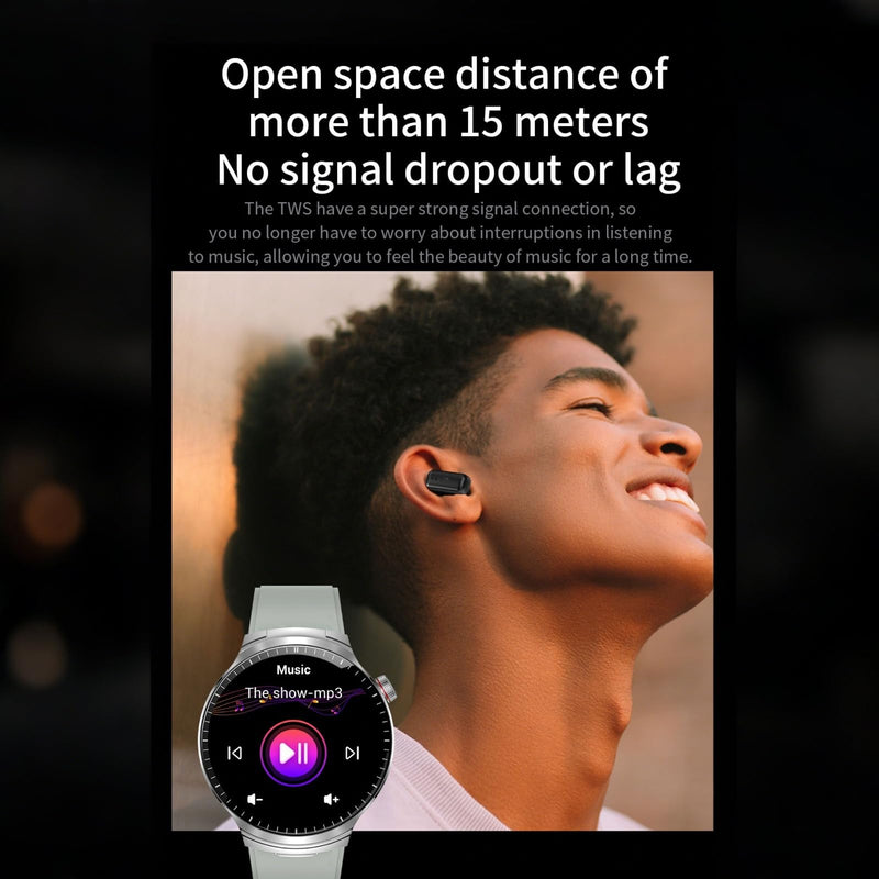 Smart Watch with Earphones,1.85" HD Large Screen 2 in 1 Smartwatch,BT Call,110+ Sports Modes,Waterproof,Sleep Monitor Fitness Tracker Watch Compatible Android Phones and iPhone Silver