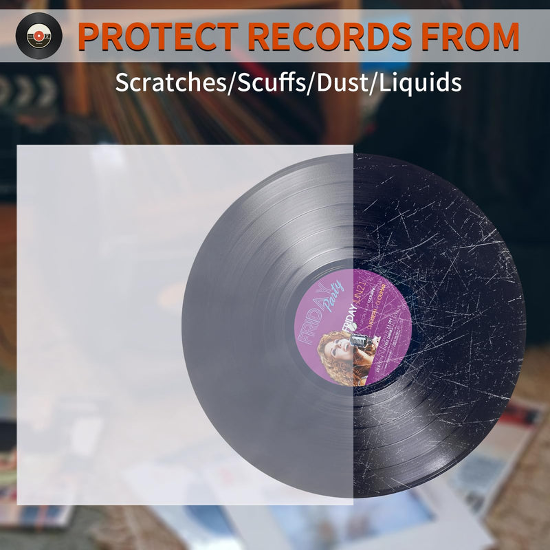 Vinyl Record Inner Sleeves, 30 Anti Static 12" LP Vinyl Inner Sleeves, Premium Protective Plastic Vinyl Sleeves Albums Covers for 33 RPM Record Protection Collection Storage Vinyl Lovers Gift 12"x12"-30Pack