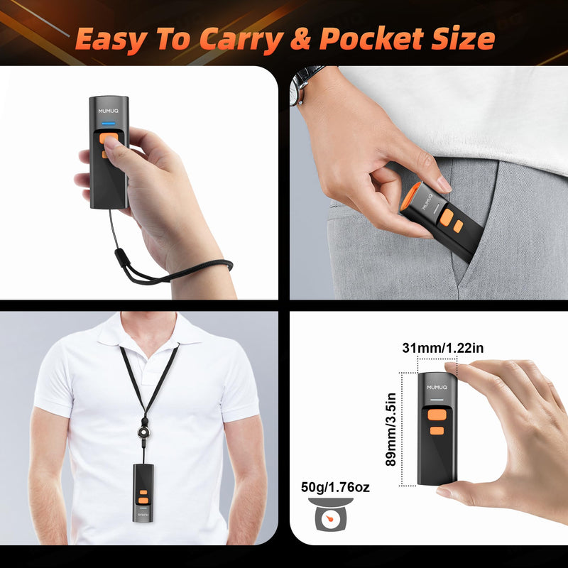 Wireless Barcode Scanner Mini Bluetooth 1D 2D QR Bar Code Scanner 3-in-1 Bluetooth & 2.4G & USB Wire Barcode Reader Compatible with Windows Android iOS Tablet PC (with Charging Dock)