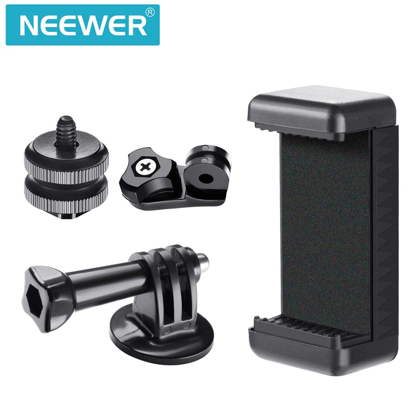 NEEWER Phone Holder / Hot Shoe Mount Adapter Kit Compatible with Action Camera GoPro Hero 11 10 9 8 7 6 5, DJI OSMO Action/Action 2, iPhone13 Pro Max, Samsung, Attaching on DSLR Camera or Ring Light