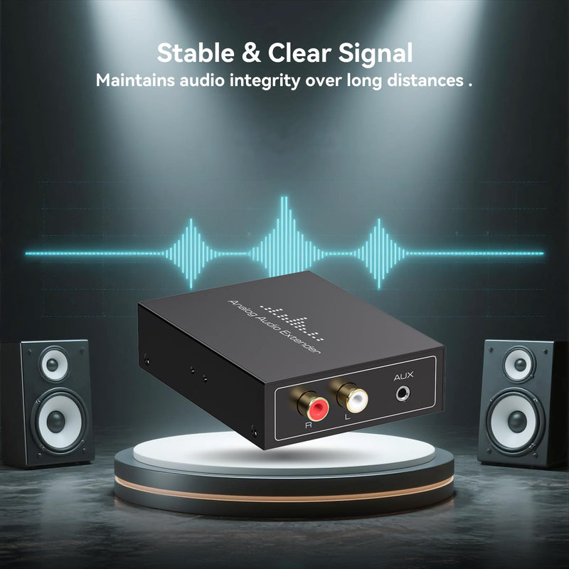 [AUSTRALIA] - RCA /3.5MM Stereo Analog Audio Extender Over Ethernet LAN Single Cat5e/6 Cable, up to 1640FT/500M No External Power Required for Home Theater Church AMP Long Distance Audio Transmission 