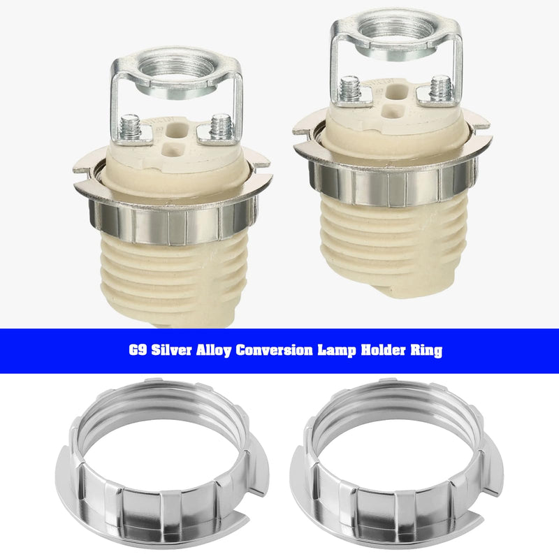 [AUSTRALIA] - LT Easiyl 8x G9 Silver Alloy Conversion Lamp Holder Ring Suitable for 3/4 Inch Diameter Lamp Shade Holder Table Adapter G9 Lamp Shade Reduction Ring 