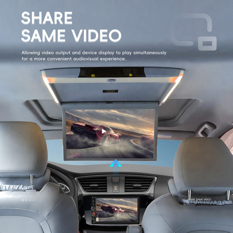 7 Inch Double Din Car Stereo with Wireless CarPlay Android Auto You-Tube, Touchscreen Car Radio 2 Din with Backup Camera with Mirror Link Bluetooth FM USB EQ Type C Steering Wheel Control Appearance 2 Wireless CarPlay