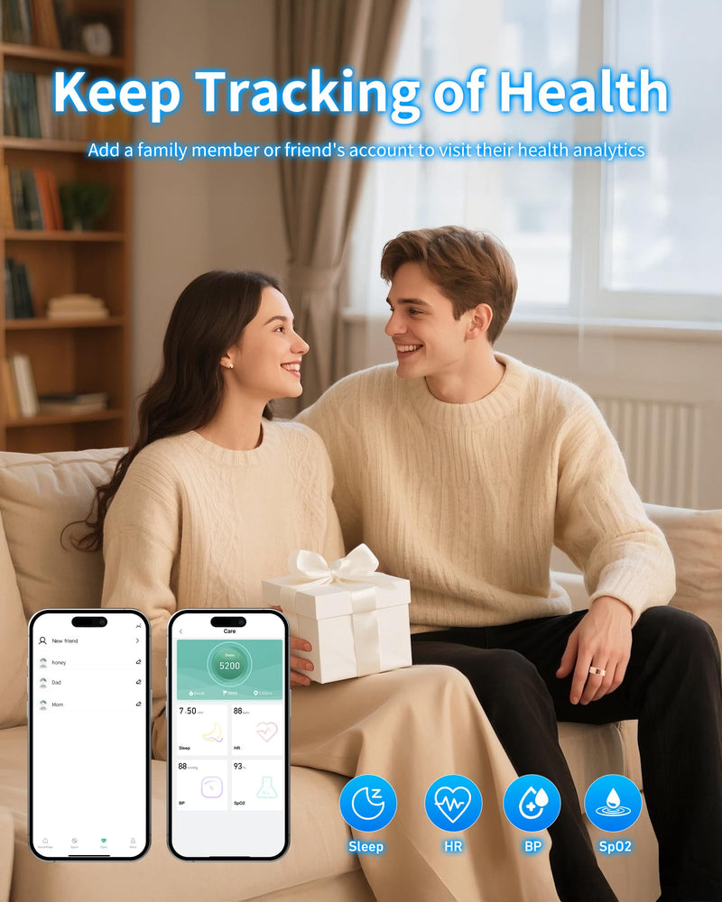 Smart Rings for Women Men, Smart Ring Tracker with Blood Oxygen/Blood Pressure/Heart Rate/Sleep Monitor/Step Counter/Gesture Control/IP68 Waterproof Fitness Tracker, Stainless Steel Rose Gold 11#