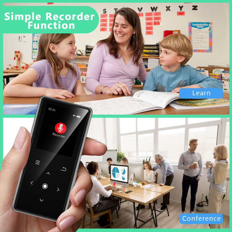 128GB MP3 Player with Bluetooth 5.2, AiMoonsa Music Player with Built-in HD Speaker, FM Radio, Voice Recorder, HiFi Sound, E-Book Function, Earphones Included (Black 128G) Black 128G