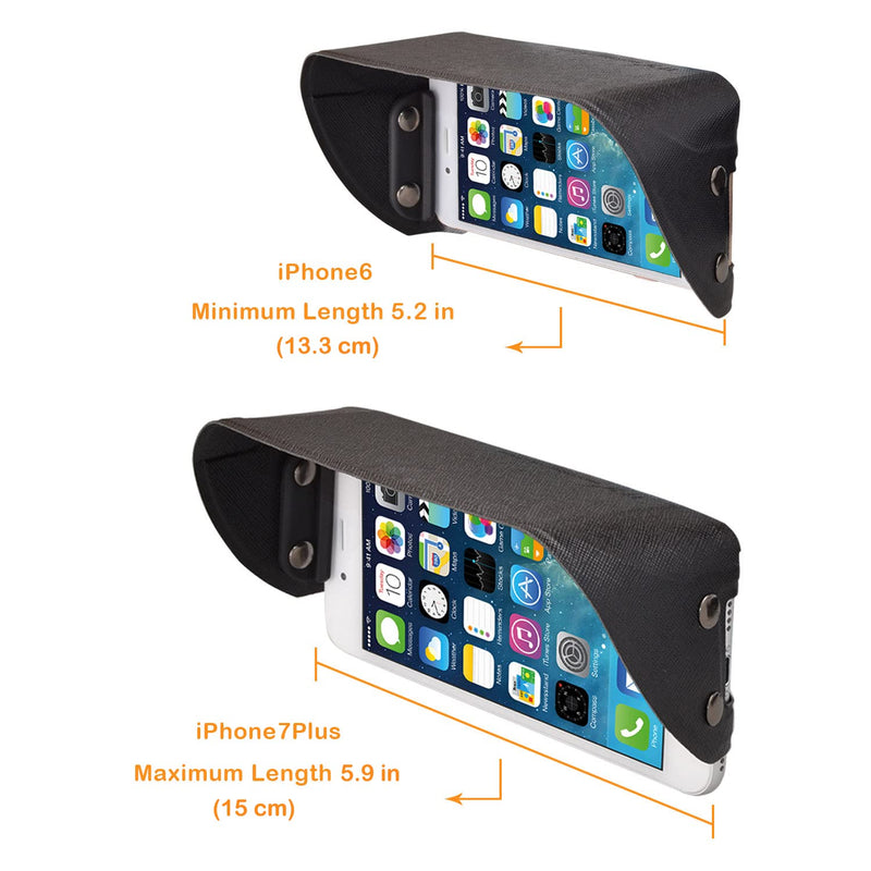 TFY Universal Phone Sun Shade & Glare Visor Shield for 4.5 to 6.1 Inch Smartphones - Compatible with iPhone 15/14 / 13/12 / XS/XR / 8 / SE
