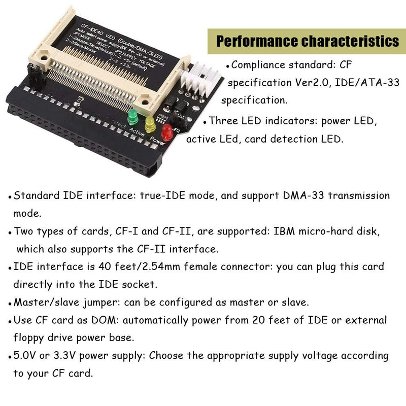 Ximimark 2Pcs Compact Flash CF Card to 3.5 Female 40 Pin IDE Hard Drive Bootable Adapter Converter Module