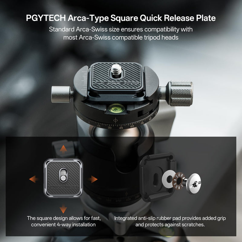 PGYTECH Quick Release Plate & Clamp V2, Arca Swiss Plate Camera Mount Adapter with 1/4" to 3/8" Screw Thread for Sony/Nikon/Fuji/Canon/DJI Switch Between Tripod/Monopod/Slider/Stabilizer Clamp & Plate V2