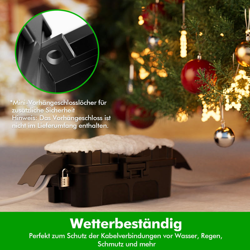 RESTMO Outdoor IP55 Waterproof Cable Box with Removable Shield Covers, Weatherproof Electric Box for Extension Cable, Garden Sockets, Christmas Decorations, Outdoor Timer, Black 1 Stück