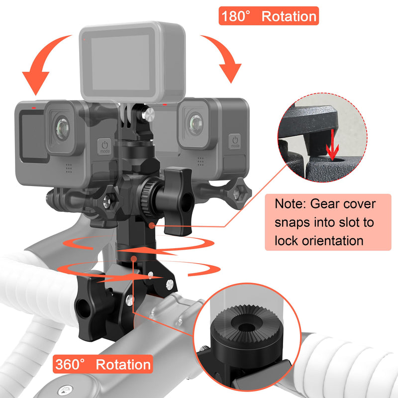 [AUSTRALIA] - Bike Motorcycle Handlebar Holder Action Camera Mount for Gopro 12/11/10/9/8/7/6/5/4 Insta360 X3/X4, Super Clamp Camera Mount Magic Arm Bracket with 1/4" Thread for DSLR/Lights/Monitor Pole Tube Mount Super Clamp Mount 