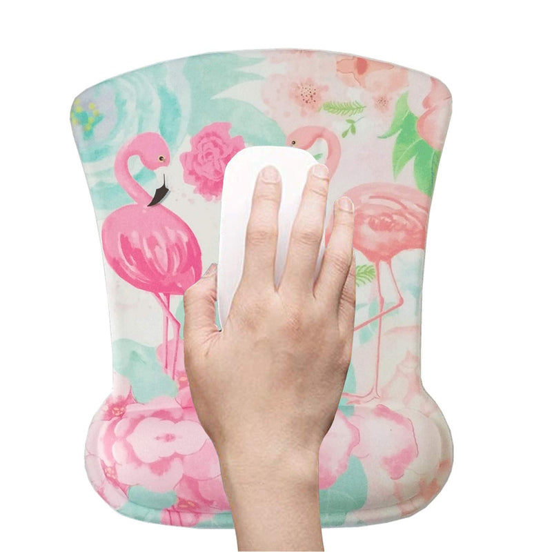 HAPLIVES Ergonomic Keyboard Wrist Rest Pad and Mouse Pad Wrist Support Set with Non-Slip Backing Memory Form-Filled, Easy-Typing and Pain Relief for Gaming Office Computer Laptop (Pink Two Flamingos) Pink Two Flamingos
