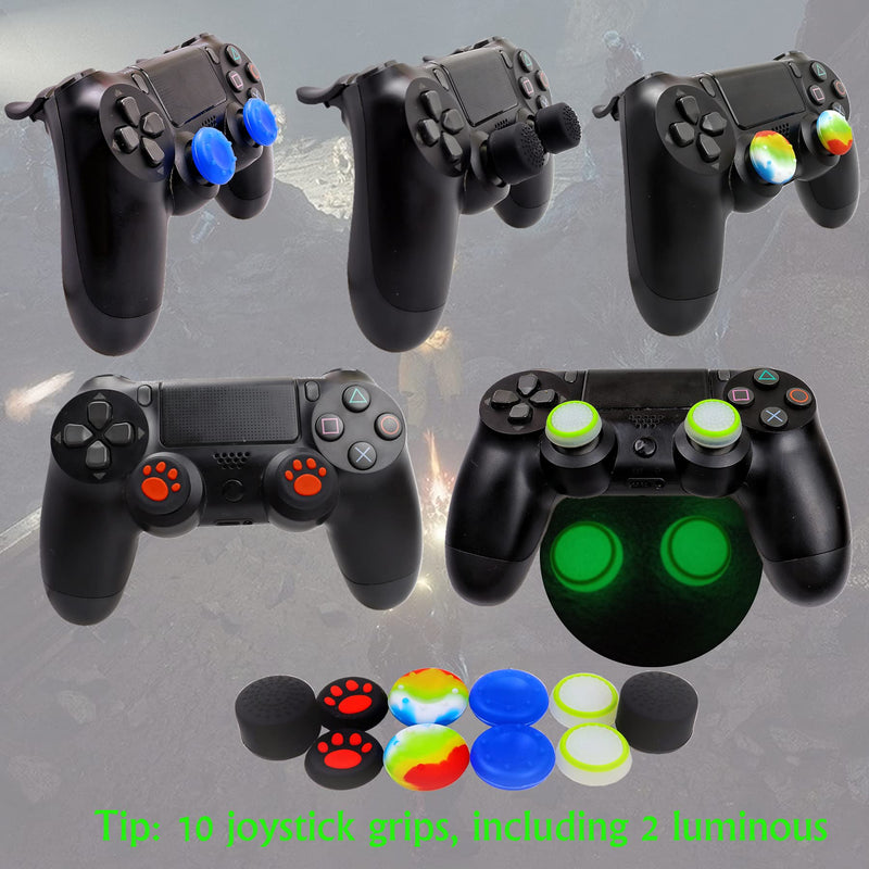 Silicone Skin for Ps4 Controller, 2pcs Anti-Slip Shell Cover Case with 10 Joystick Grips, 2 Pairs L2 R2, 4pcs Led Light Bar Skin for Playsation 4/ Slim/Pro Dualshock 4 Controller Wireless Gamepad PS4 controller #4