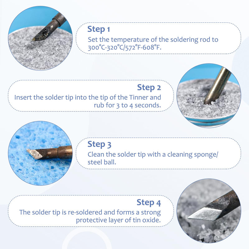 Pack of 2 Soldering Tip Cleaner, 60 g Soldering Tips Reactivator, Can Remove the Oxide Layer, Used to Activate the Oxide Soldering Iron Tip