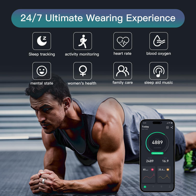 Smart Ring Health Tracker for Women Men, Sleep Tracker with Heart Rate and Blood Oxygen, Fitness Ring for Activity Monitoring, 15 Days Battery, No Subscription, Titanium Alloy(Gold, #10)