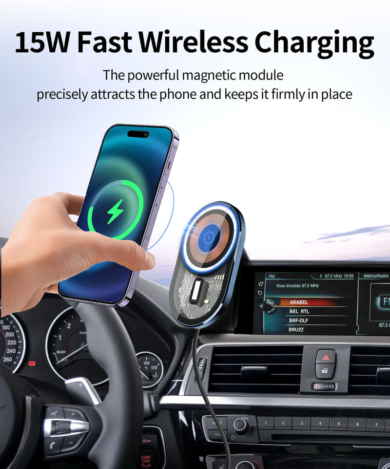 Wireless Charger Car Phone Mount for BMW 3-Series 2012-2018, 2-Series 14-21 | 4 Series 2014-202 8.8"Screen Magsafe Accessories Fast Charging Magnetic Cell Phone Holder Clip Compatible with iPhone Android 8.8-inch for 3 Series/ 4 Series/ 2 Series