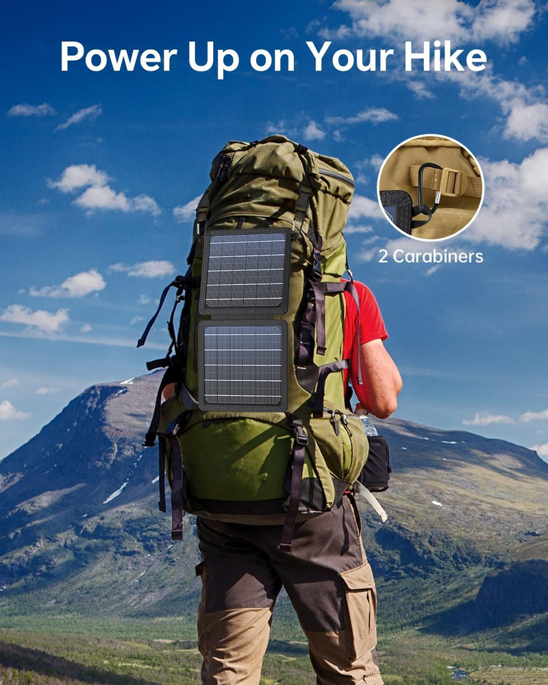 BLAVOR 10W Portable Solar Charger(5V/2A Max), Waterproof IPX4 Foldable Solar Panel with Dual Smart USB Output Compatible with iPhone Xs/X/8/7, iPad, Samsung for Outdoor Hiking Camping Backpacking