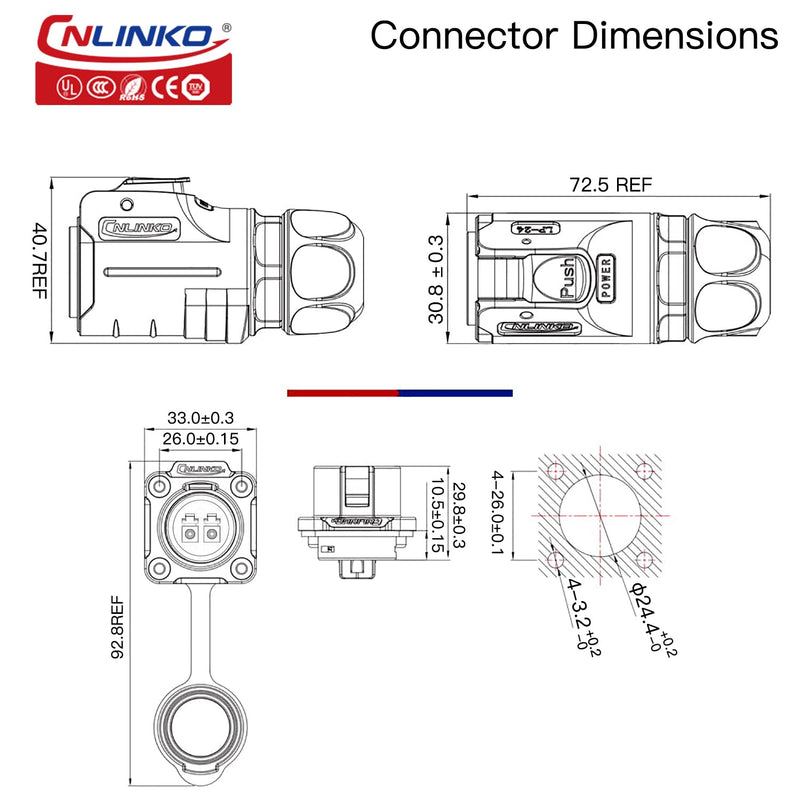 CNLINKO LP-24 Fiber Optic Connector, LC Single Mode Dual Core Optical Plug for Outdoor Use, Recessed Sockets Socket IP68 Aviation Plug Waterproof Plug M24 02-M24 Fiber Optics Set