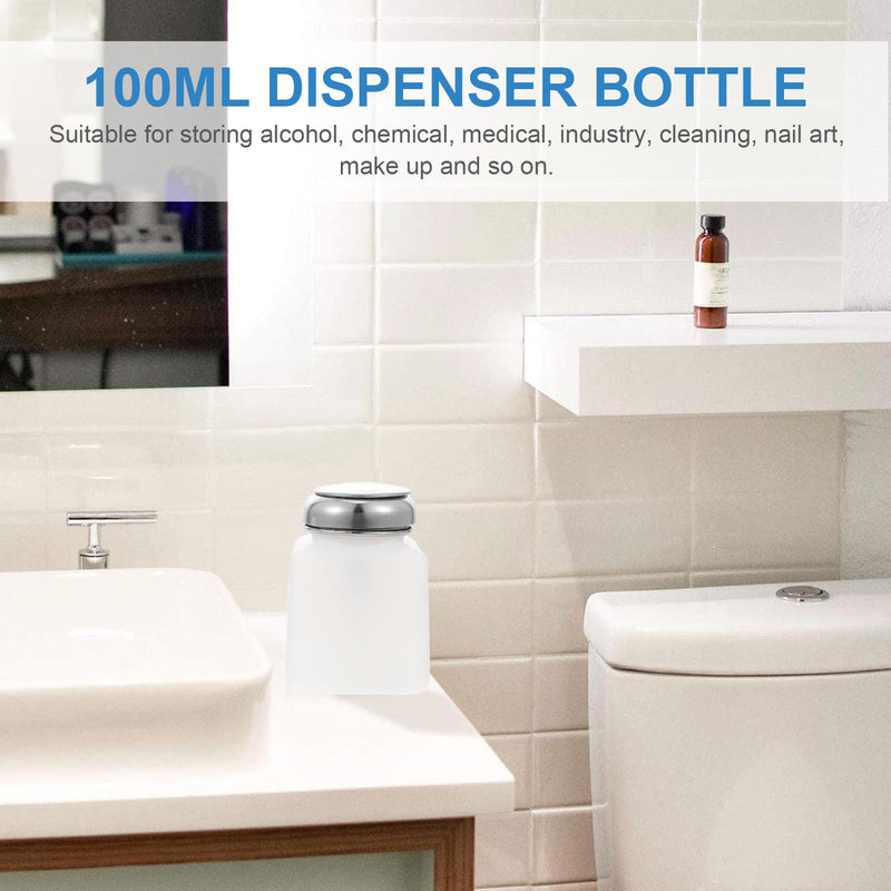 ULTECHNOVO 2 Pack Push Down Alcohol Dispenser Empty Lockable Antistatic Pump Bottles Square Plastic Bottles White 100ml 100 ml