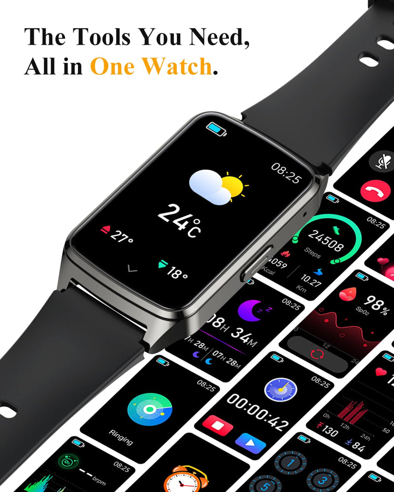 Fitness Smart Watch for Women Men, Step Counter for iOS iPhone Android with Sleep Calorie Monitor, Daily Activity Workout Tracker, IP68 Waterproof, 110+Sport Modes Smartwatch (Black) Black