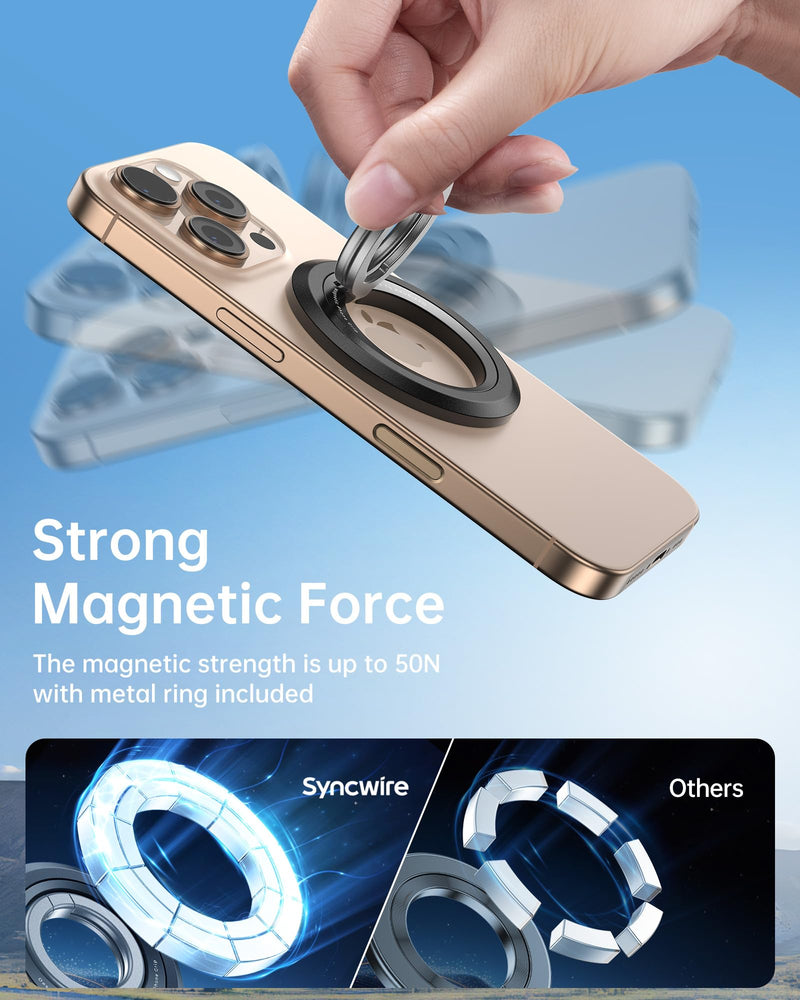 SYNCWIRE Upgraded Magnetic Phone Ring Holder for MagSafe and MagSafe Car Mount - [360° Rotation] Magnetic Phone Holder for Car