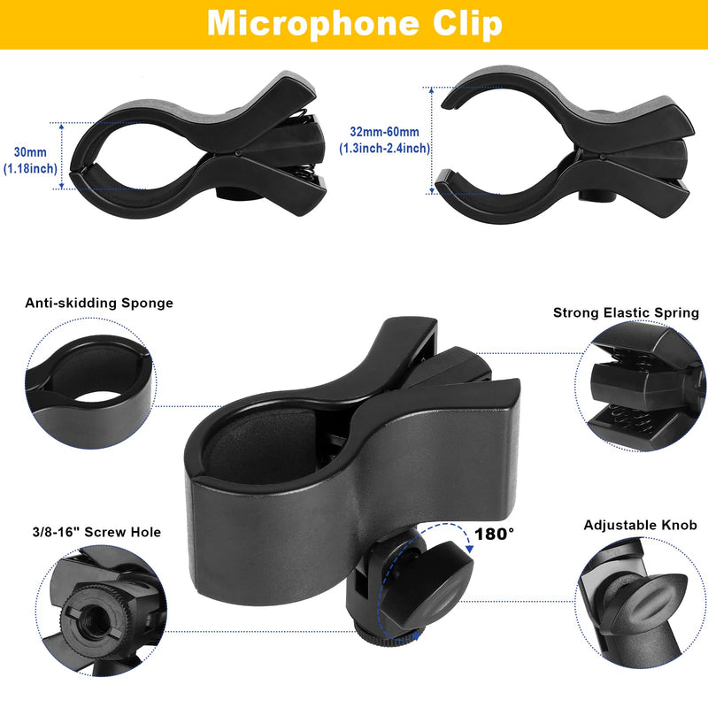 Gooseneck Microphone Stand,19.69" Flexible Adjustable Arm Super Crab Clamp Mic Clip 3/8"-16 to 5/8"-27 Adapter Mount,Compatible with Shure/Fifine / AT2020 / Pyle/Blue Snowball/Razer Gooseneck Microphone Stand