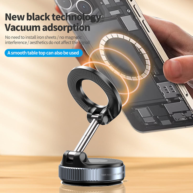 Vacuum Magnetic Phone Holder for Car Phone Holder 360° Adjustable Car Phone Mount for Magsafe Cell Phone Holders for Your Car for iPhone 16 Pro Max 15 14 13 12 Plus & Android (Black) Black
