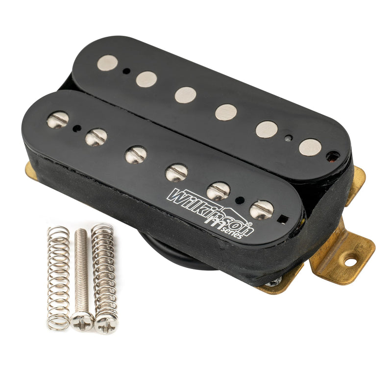 Wilkinson Vintage Classic Alnico 5 Overwound Open Style Bridge Humbucker Pickup for Electric Guitar, Black Bridge Black