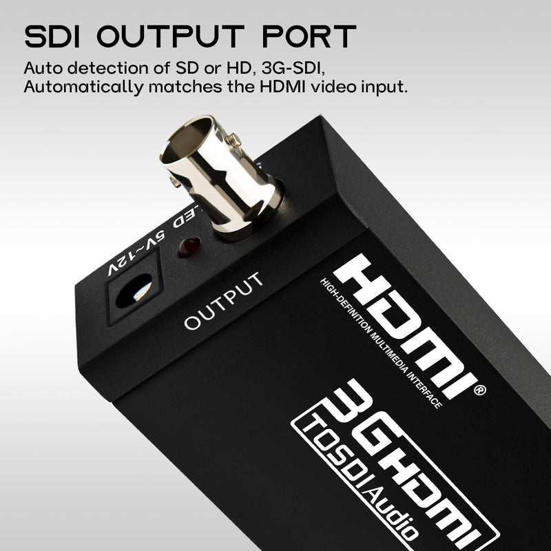 Boobrie HDMI to SDI Converter 3G-SDI with Audio De-Embedding, 300ft Long Distance Transmission Support 1080P@60Hz for SDI Monitor, Video Camera, Live Broadcast