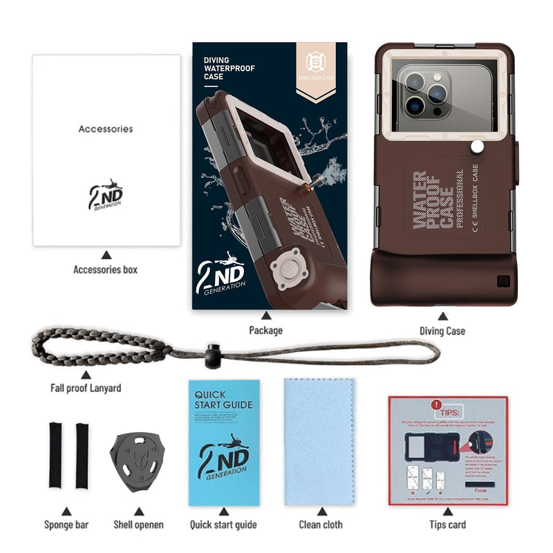 Professional Scuba Universal Underwater Diving Case for Snorkeling | Filming for iPhone 17/16/15/14/13/12/11 Pro Max Samsung S26/S25/S24/23/22/21 Plus Ultra, Size in 4.7 to 6.9inch,Brown Beige Phone Size 4.7-6.9inch