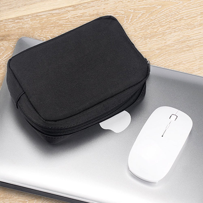 ERCRYSTO Universal Electronics/Accessories Soft Carrying Case Bag, Durable & Light-Weight,Suitable for Out-Going, Business, Travel and Cosmetics Kit (Small-Black) Small-Black