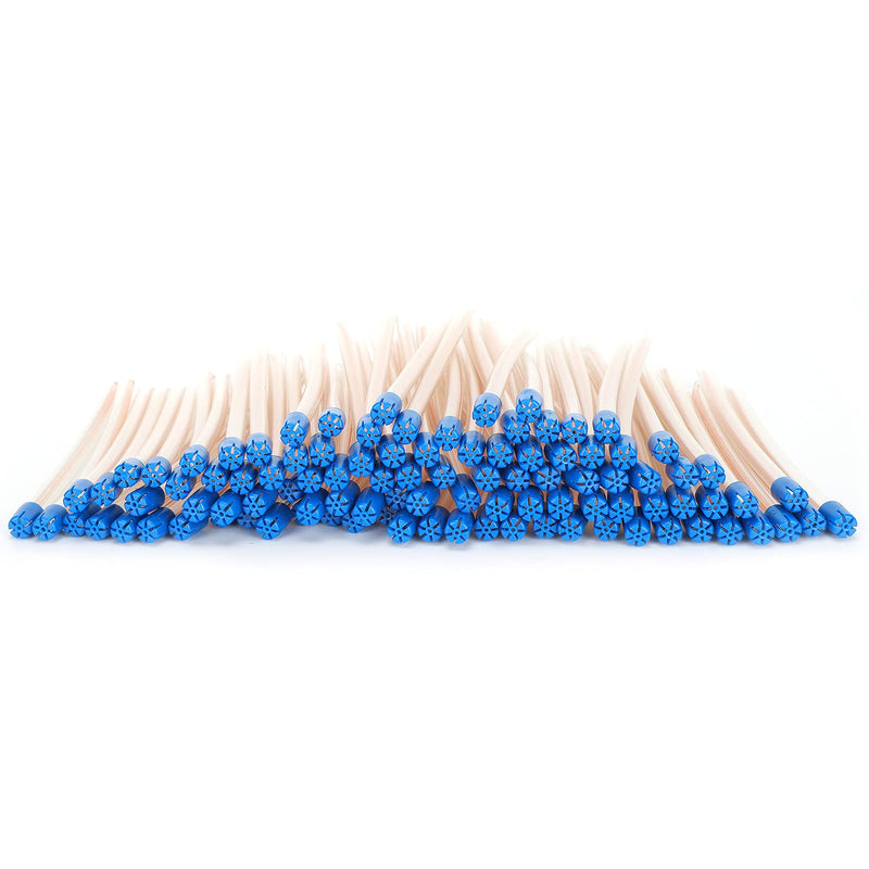 Pack of 100 Disposable Saliva Straws, Oral Care Sticks, Latex-Free Suction Tips, Flexible Transparent Tube with Blue Tips, Oral Care Accessories