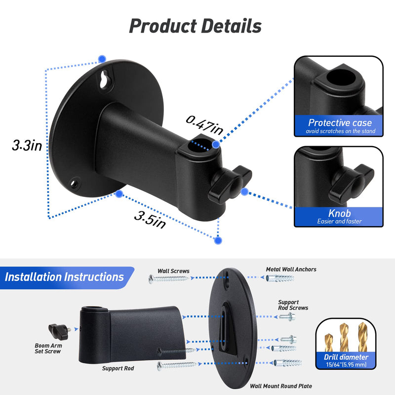 [AUSTRALIA] - SUNMON Microphone Wall Mount and Metal Table Mounting Clamp, Universal Microphone Boom Arm Stand Compatible with HyperX QuadCast, Blue Yeti, Blue Snowball, Shure SM58 Microphone 