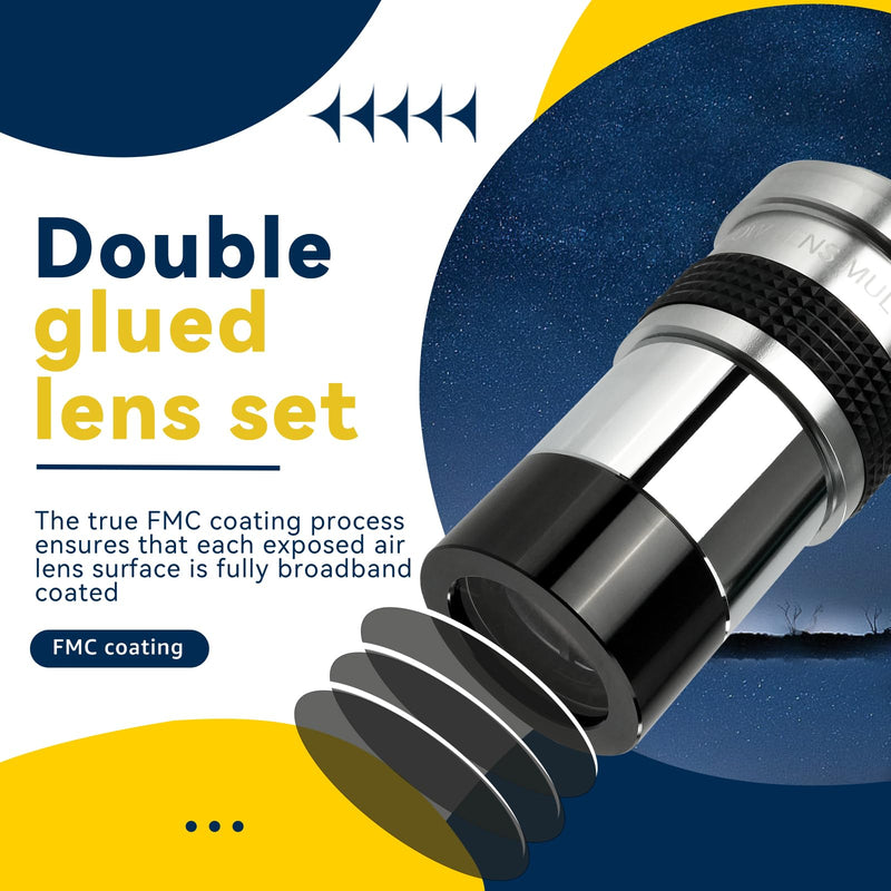 SVBONY SV137 Barlow Lens 1.25 Inch 2X Barlow Lens Metal Body Fully Multi Coated Telescope Accessory for Standard Telescope Eyepiece Astronomy