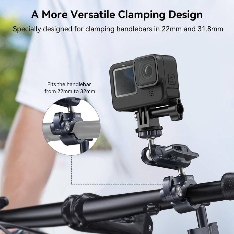 [AUSTRALIA] - SMALLRIG Bike Motorcycle Handlebar Mount for Gopro, Pole and Roll Bar Mount, CNC All-Metal 22-32mm for Action Cameras Gopro, Insta360 and DJI - 4191 