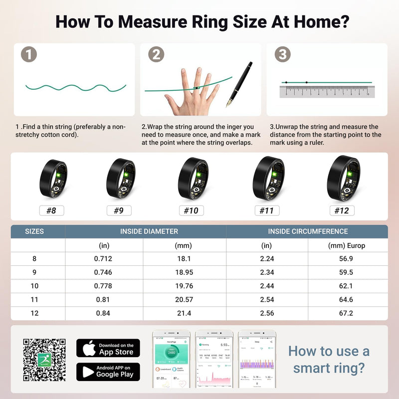 Smart Ring for Women Men, Sleep Tracker Ring with Heart Rate, Blood Oxygen, Fitness Ring for Activity Tracker/Steps/Calories, No Subscription, Waterproof Health Rings,Utra Battery Life Black 10