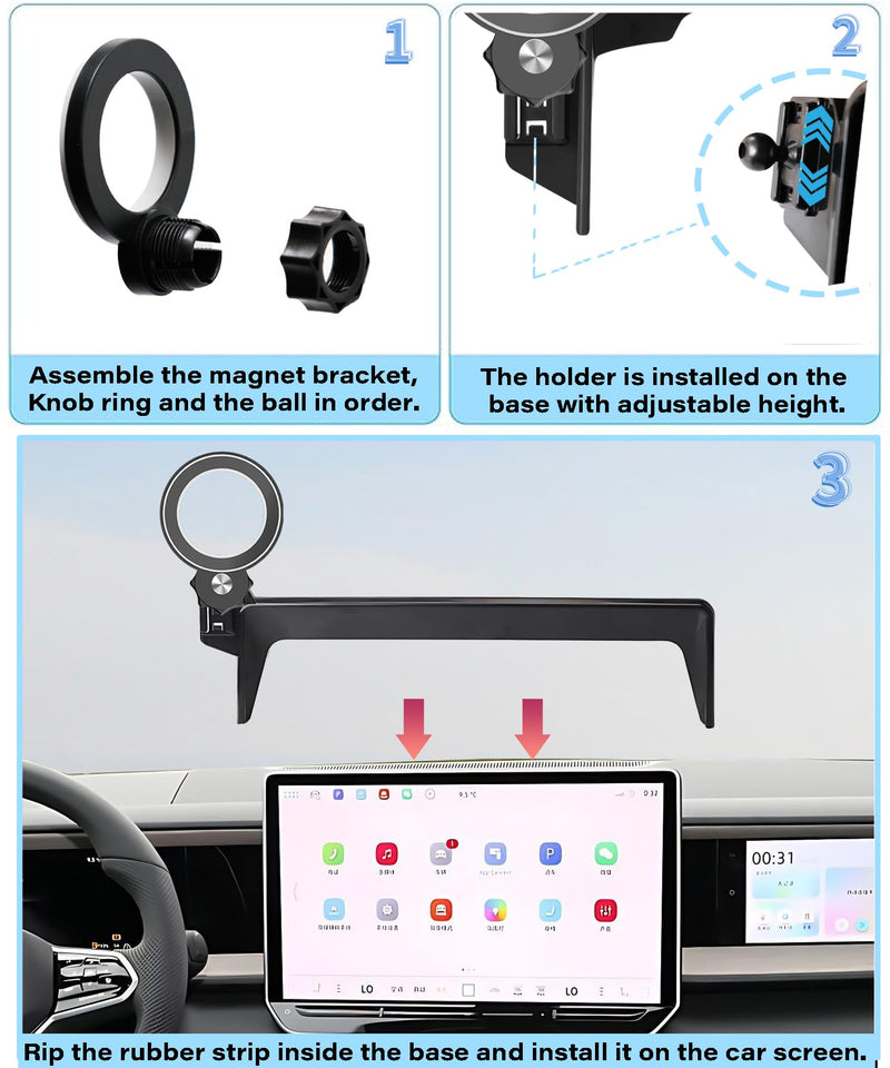 Car Phone Holder for 2025-2026 Volkswagen VW Tiguan 15" Screen Accessories | MagSafe Strong Magnets Clip-On Cell Phone Mount, 360° Rotatable Hands-Free Holder, Not Block Air Vents fit for 2025-2026 VW Tiguan (15 Inch Screen)