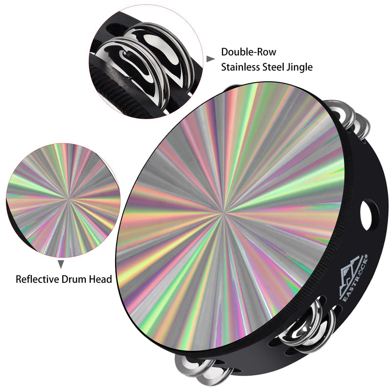 [AUSTRALIA] - EASTROCK Radiant Tambourine Hand Held Drum 8 Inch Double Row Jingles Reflective Tambourine Musical Instrument for Kids Adults Church KTV Party?2Packs) 8 inch-D 