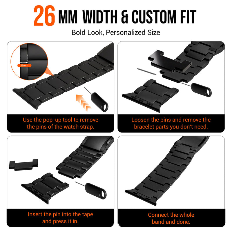 Titanium Watch Band for Apple Watch Ultra 3, Ultra 2, Ultra 1 (49mm) - Durable Lightweight Waterproof & Scratch Resistant Metal Watch Band Strap with Adjustable Secure Clasp Black Titanium