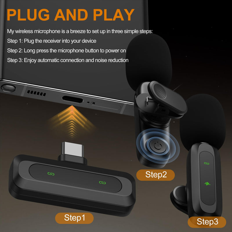 Wireless Lavalier Microphone for iPhone, iPad, Android - 100FT Transmission, 360° Omnidirectional HD High Sensitivity Mic for Interview, Video Podcast, Vlog, YouTube, TikTok